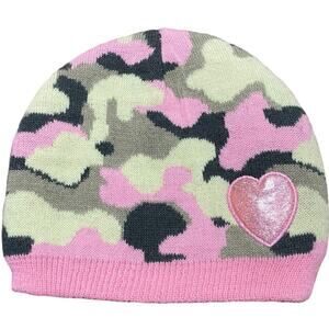 Justice Camo Girls Beanie Pink Black Grean OS Knit Hat